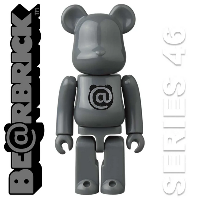 Medicom Toy BEARBRICK 100% Series 46 Basic Grey "@" Sealed