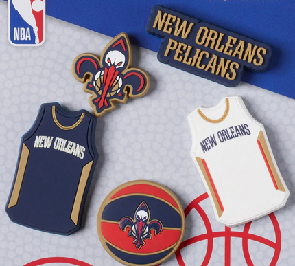 New Orleans Pelicans NBA Crocs Jibbitz Shoe Charms Original 5 Pack New