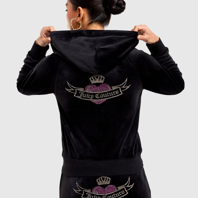  Juicy black velour Diamantes Zip up Hoodie Brand New with tags Size medium 