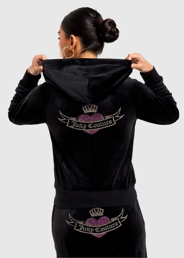  Juicy black velour Diamantes Zip up Hoodie Brand New with tags Size medium 