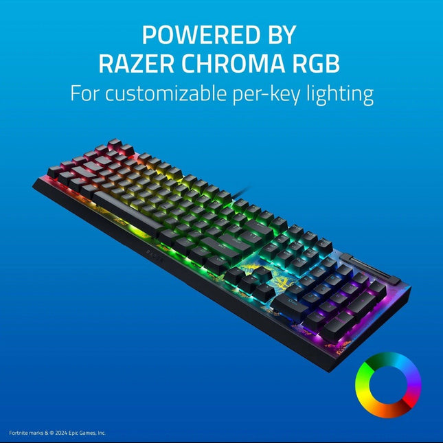 Razer BlackWidow V4 X Mechanical Gaming Keyboard (Yellow Switch) - Fortnite