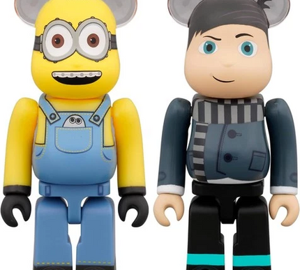 Medicom Minions Otto And Young Gru 100% 2 Pack Bearbrick Figure Set (yellow)