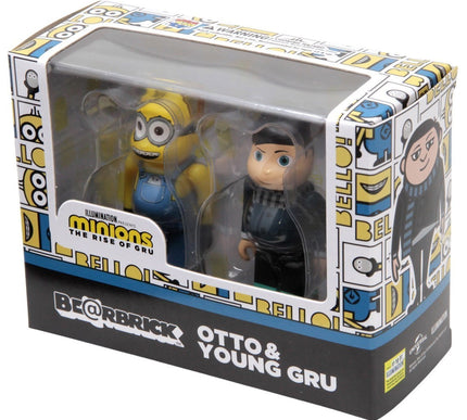 Medicom Minions Otto And Young Gru 100% 2 Pack Bearbrick Figure Set (yellow)