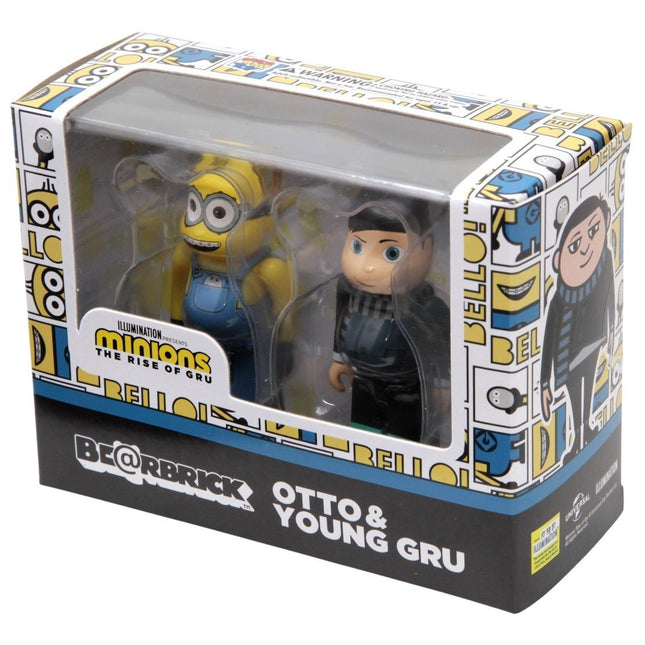 Medicom Minions Otto And Young Gru 100% 2 Pack Bearbrick Figure Set (yellow)