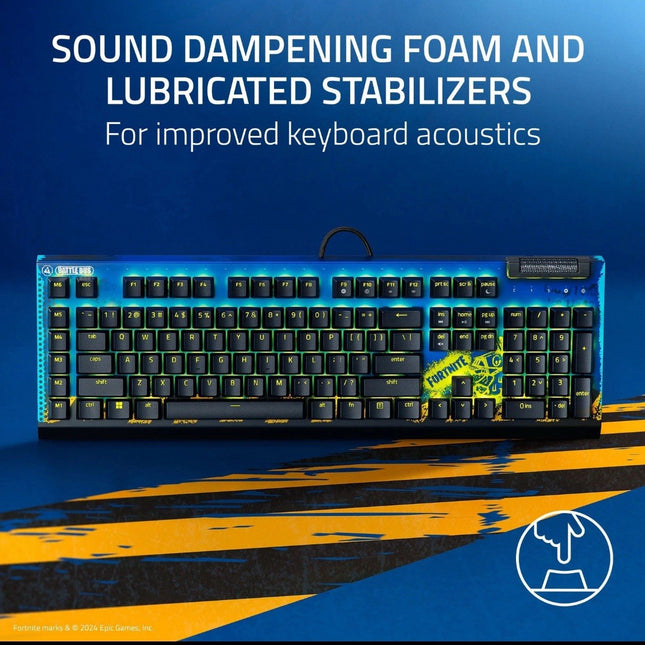 Razer BlackWidow V4 X Mechanical Gaming Keyboard (Yellow Switch) - Fortnite