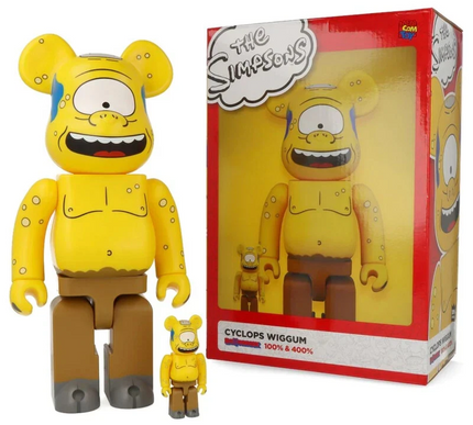 The Simpsons Cyclops Wiggum 100% 400% Bearbrick Medicom Toy Be@rbrick Yellow