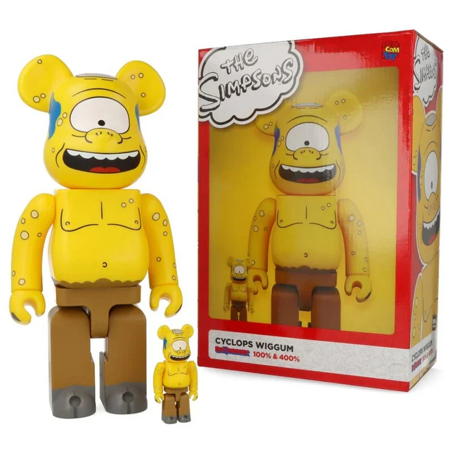 The Simpsons Cyclops Wiggum 100% 400% Bearbrick Medicom Toy Be@rbrick Yellow