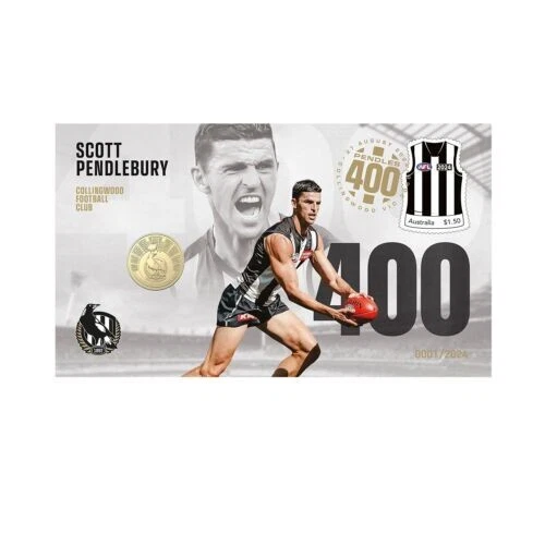 Scott Pendlebury 400 Games Collingwood AFL MAGPIES Cover PNC $1 Coin 2024 FDC