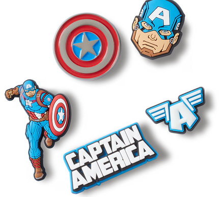 Crocs Marvel Captain America Jibbitz Shoe Charms - Multi (5 Pack)