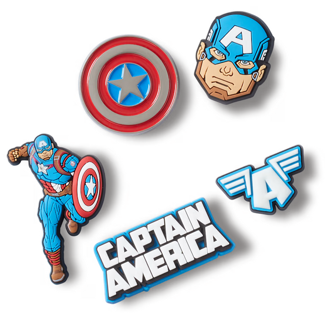 Crocs Marvel Captain America Jibbitz Shoe Charms - Multi (5 Pack)