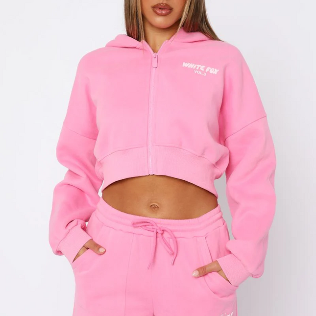 S/M White Fox Offstage Cropped Zip Hoodie Bubblegum Brand new with tags 