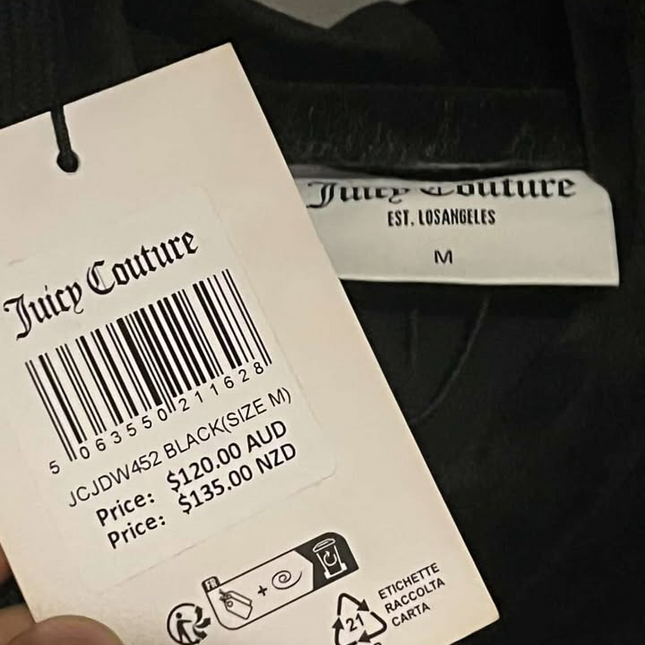  Juicy black velour Diamantes Zip up Hoodie Brand New with tags Size medium 