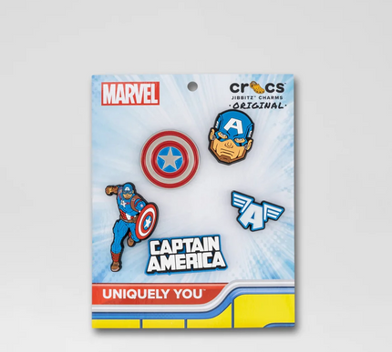 Crocs Marvel Captain America Jibbitz Shoe Charms - Multi (5 Pack)