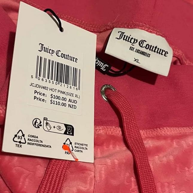 Juicy couture pink monogram logo velour pants Brand New with tags - XL