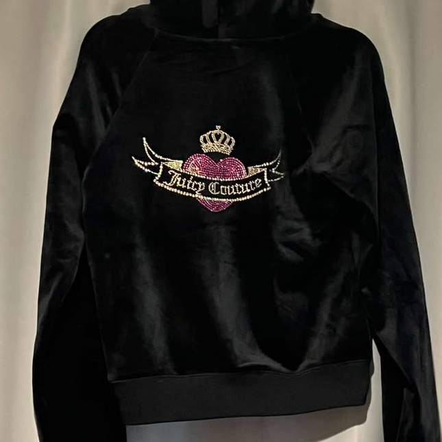  Juicy black velour Diamantes Zip up Hoodie Brand New with tags Size medium 