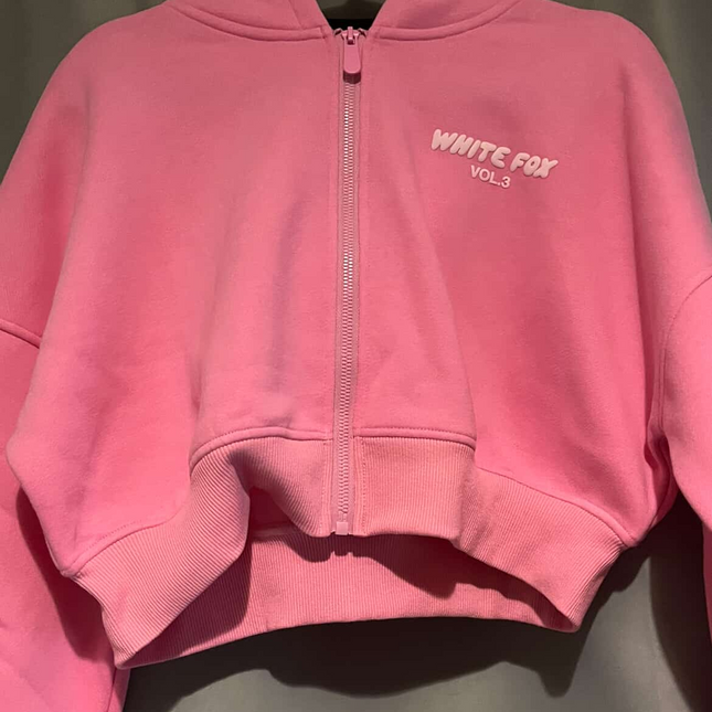 S/M White Fox Offstage Cropped Zip Hoodie Bubblegum Brand new with tags 