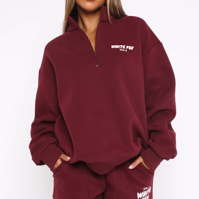 S/M White Fox Offstage Zip Front Sweater Red Velvet Brand New with tags