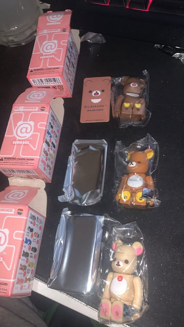 bearbrick series 45 cute bears variant set of 3 100% sealed with cards and boxes