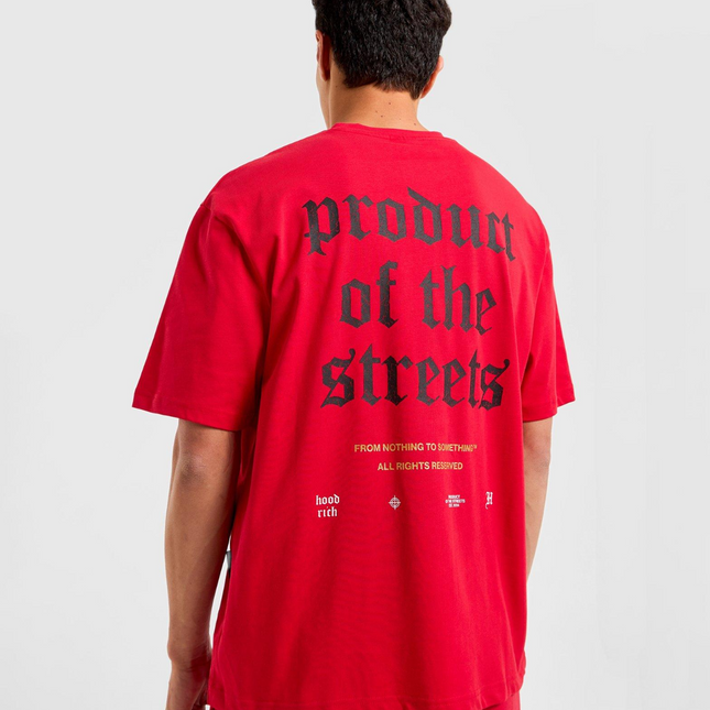 Red Hoodrich Shadow Oversized RED T-Shirt - LARGE