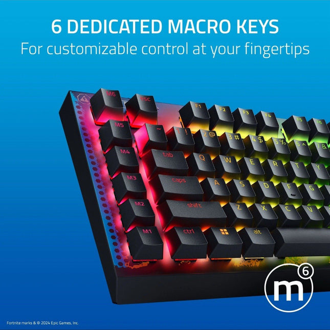 Razer BlackWidow V4 X Mechanical Gaming Keyboard (Yellow Switch) - Fortnite