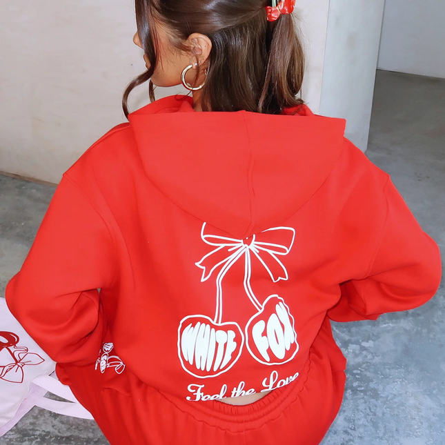 Love Of My Life Oversized Hoodie Red "WHITE FOX" Size - M/L