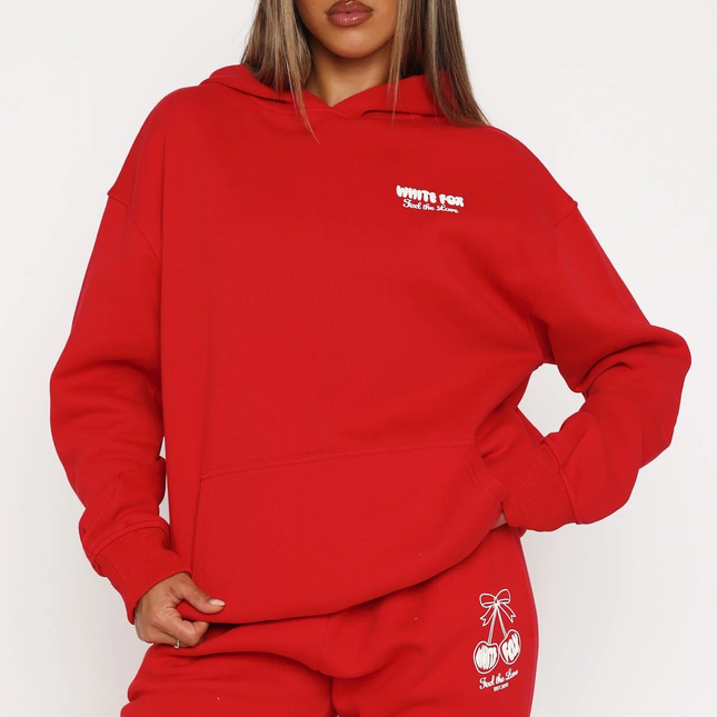 Love Of My Life Oversized Hoodie Red "WHITE FOX" Size - M/L