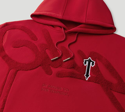 Trapstar x GEEDUP Handstyle x Irongate Hoodie Red LARGE