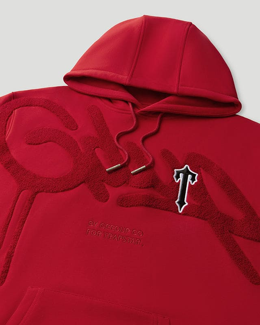 Trapstar x GEEDUP Handstyle x Irongate Hoodie Red LARGE