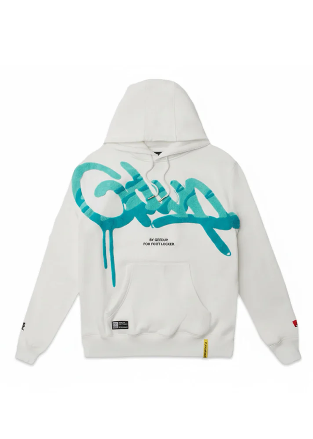 Geedup Handstyle x Foot Locker Hoodie 'White / Aqua / Turbo Green'