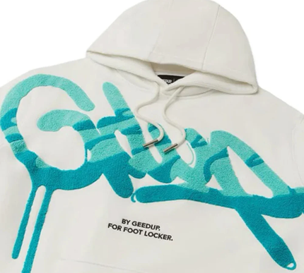 Geedup Handstyle x Foot Locker Hoodie 'White / Aqua / Turbo Green'