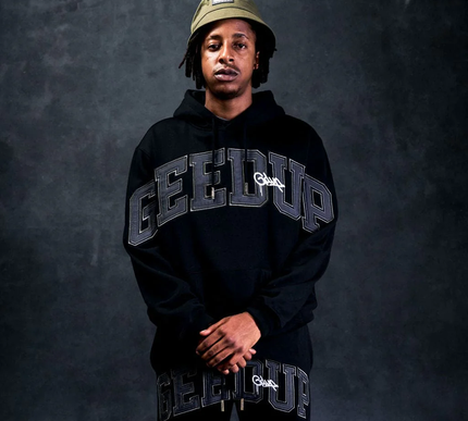 GEEDUP Team Logo/Handstyle Hoodie Black/Grey/White Size - Large