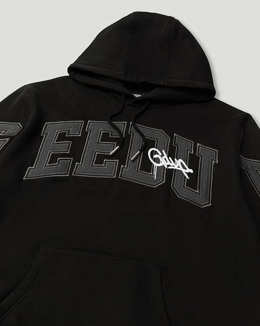 GEEDUP Team Logo/Handstyle Hoodie Black/Grey/White Size - Large