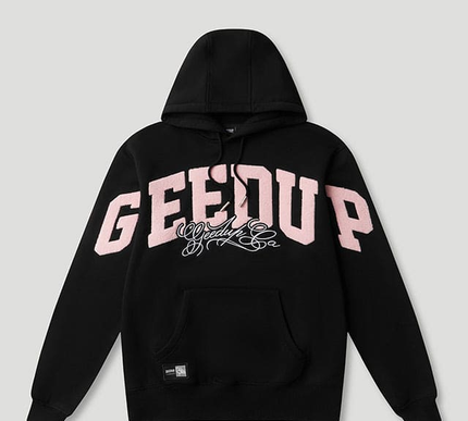 GEEDUP Team Logo Script Hoodie Black/Dusty Pink Size - Large