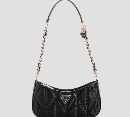 GUESS Black logo aldina top zip shoulder bag