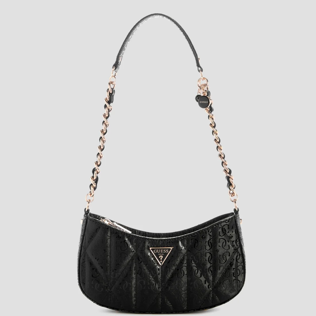GUESS Black logo aldina top zip shoulder bag