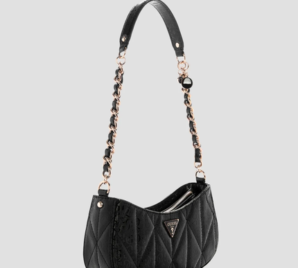 GUESS Black logo aldina top zip shoulder bag