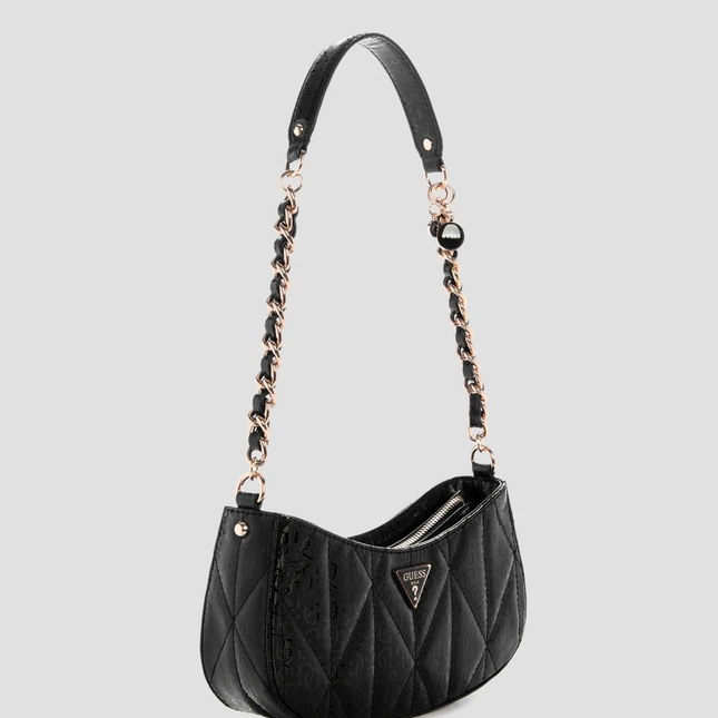 GUESS Black logo aldina top zip shoulder bag