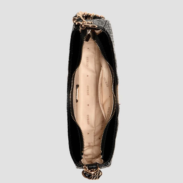 GUESS Black logo aldina top zip shoulder bag