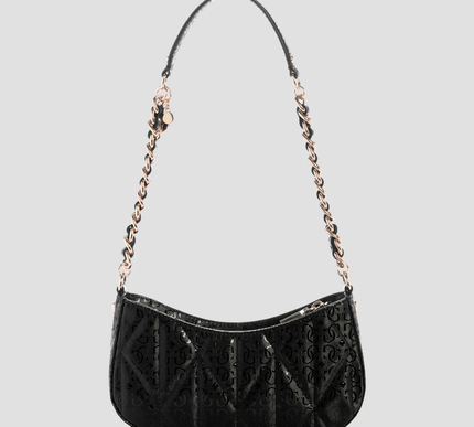 GUESS Black logo aldina top zip shoulder bag