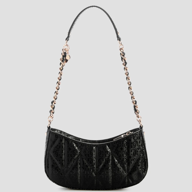 GUESS Black logo aldina top zip shoulder bag