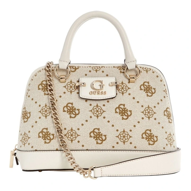 GUESS Neda Dome Satchel in Off White Logo
