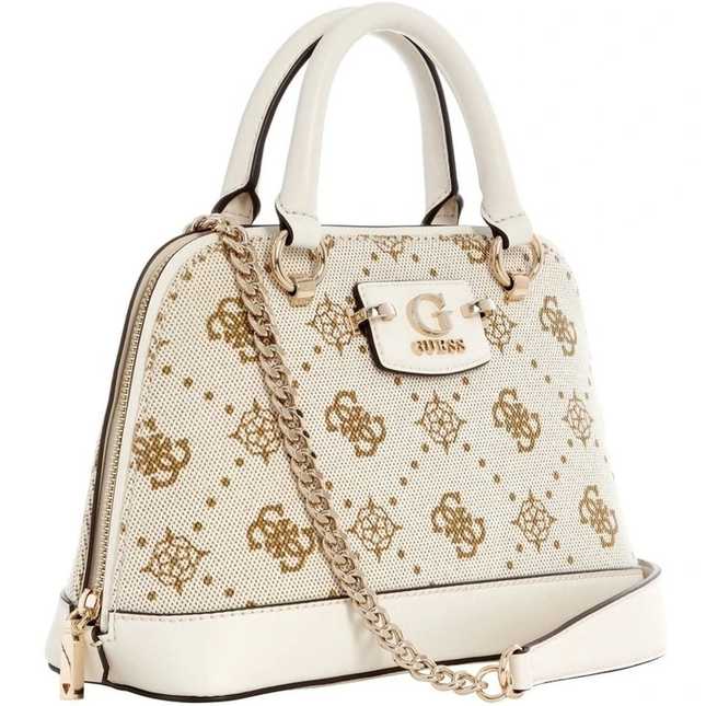 GUESS Neda Dome Satchel in Off White Logo
