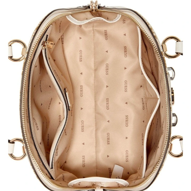 GUESS Neda Dome Satchel in Off White Logo