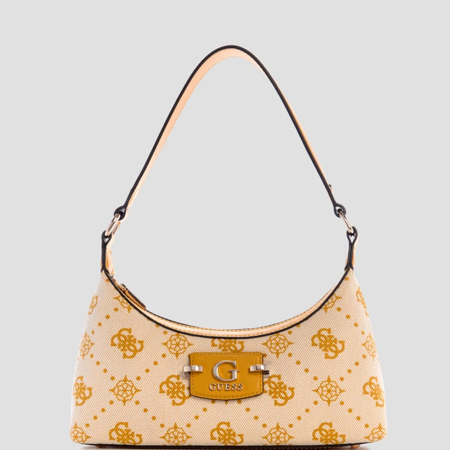 GUESS Yellow logo neda top zip shoulder bag