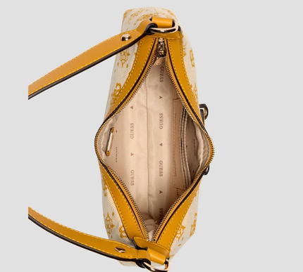 GUESS Yellow logo neda top zip shoulder bag