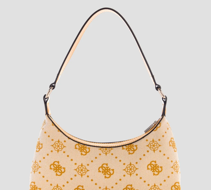 GUESS Yellow logo neda top zip shoulder bag