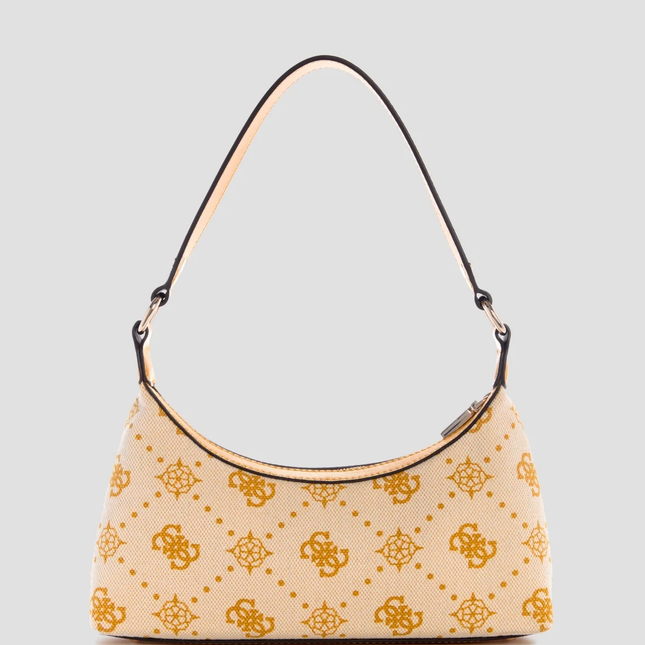 GUESS Yellow logo neda top zip shoulder bag