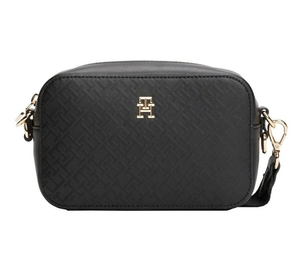 Tommy Hilfiger Distinct Embossed Monogram Camera Bag in Black