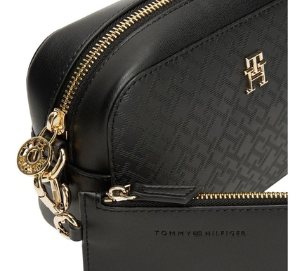 Tommy Hilfiger Distinct Embossed Monogram Camera Bag in Black