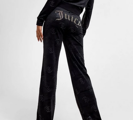 Black JUICY COUTURE Velour Monogram Track Pants